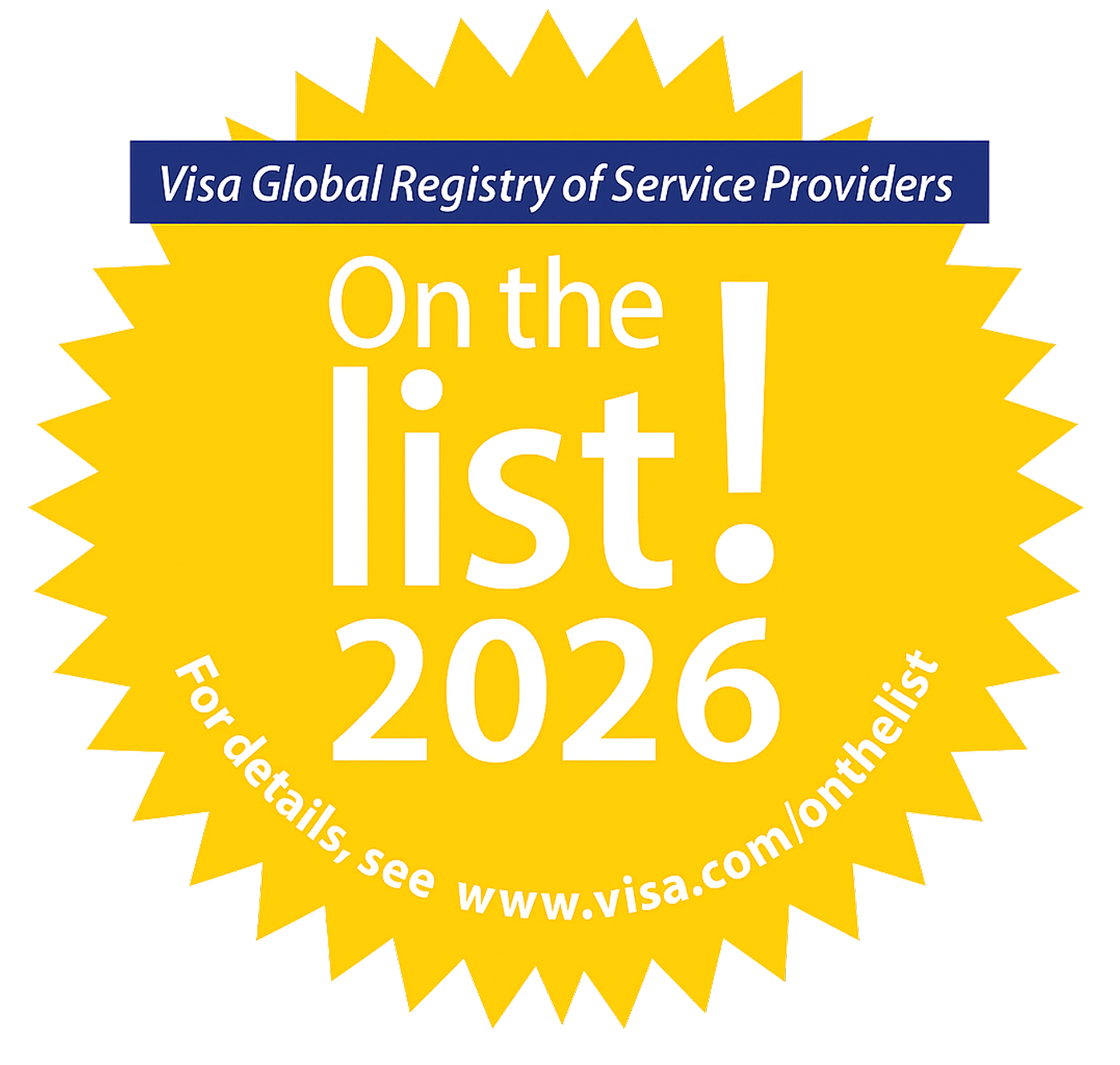 Visa Global Registry of Service Providers — On the list 2026